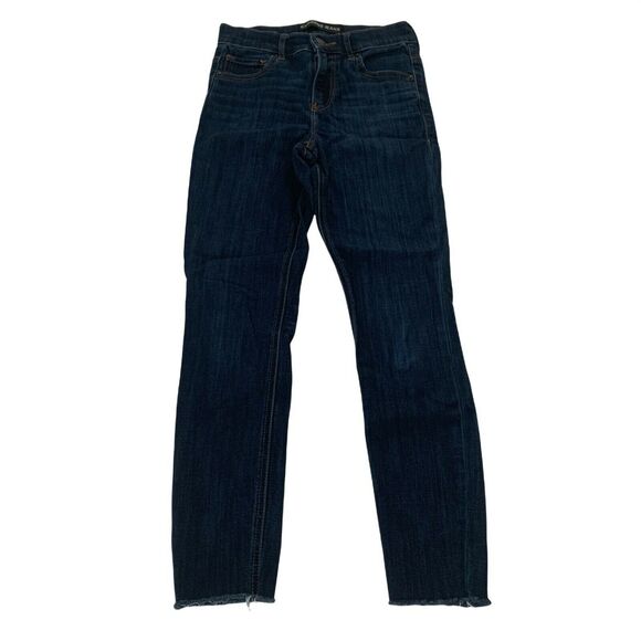 Express Women's Jegging Skinny Jeans Cropped Frayed Leg Size 2 Stretch High Rise - Picture 2 of 8